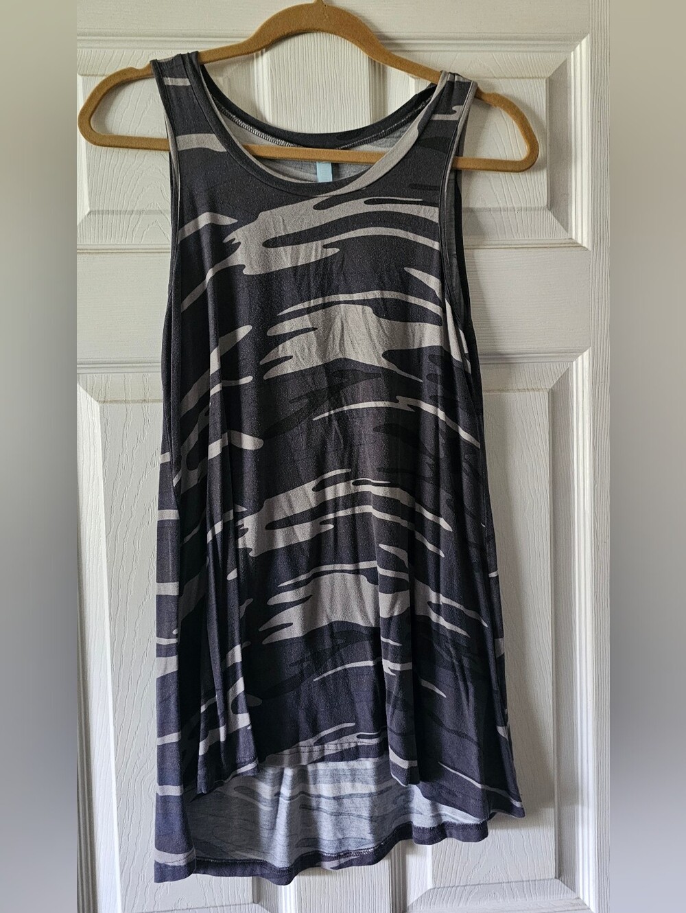 Gray Camouflage print sleeveless Long Tunic